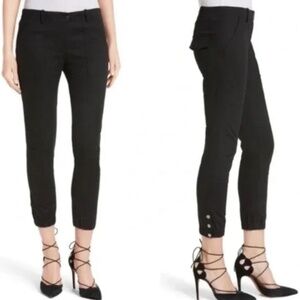 Veronica Beard Field Utility Stretch Twill Pant With Snap Detail in Black, sz 10